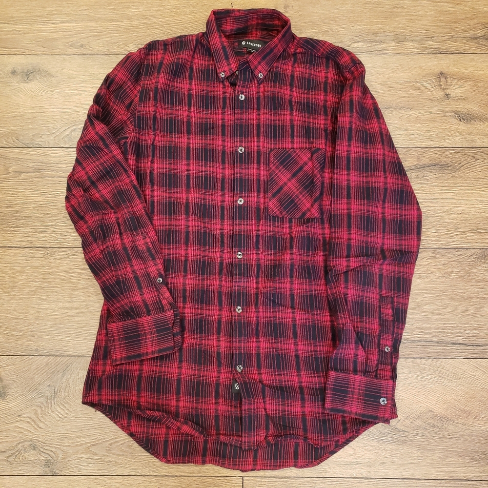 Zanerobe L/S red/black buttondown shirt, M
